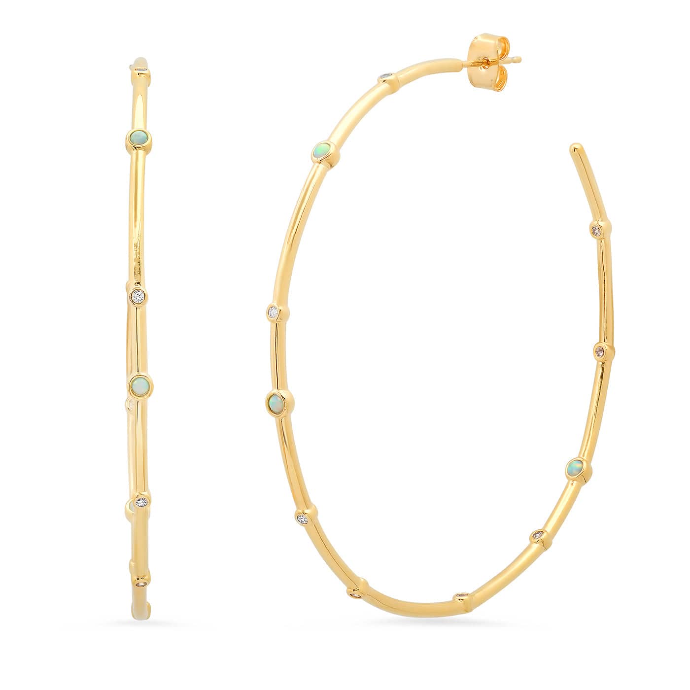 TAI JEWELRY | Large Open Hoops With Opal Accents | Earrings |