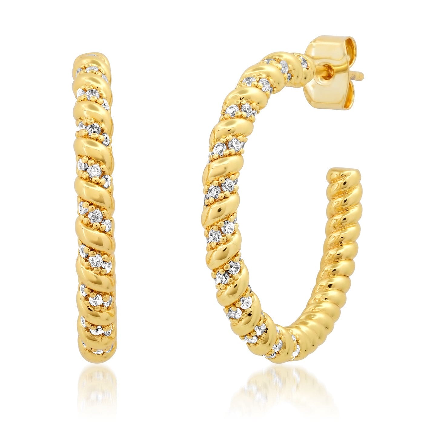 TAI JEWELRY Earrings Large Pave CZ Twist Hoops