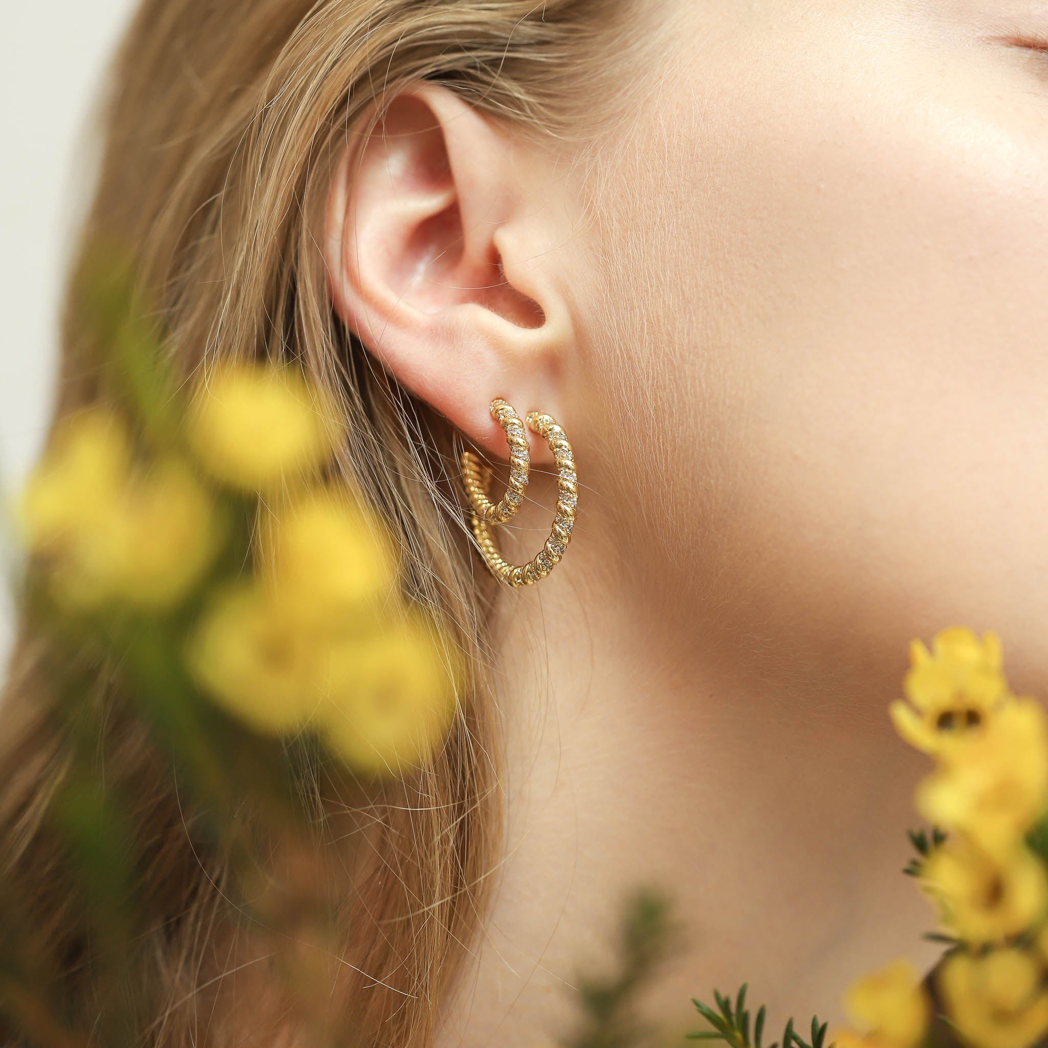 TAI JEWELRY | Large Pave Twist Hoops | 25mm | Earrings |