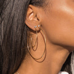 TAI JEWELRY Earrings Large Thin Gold Hoops With Cz Accent