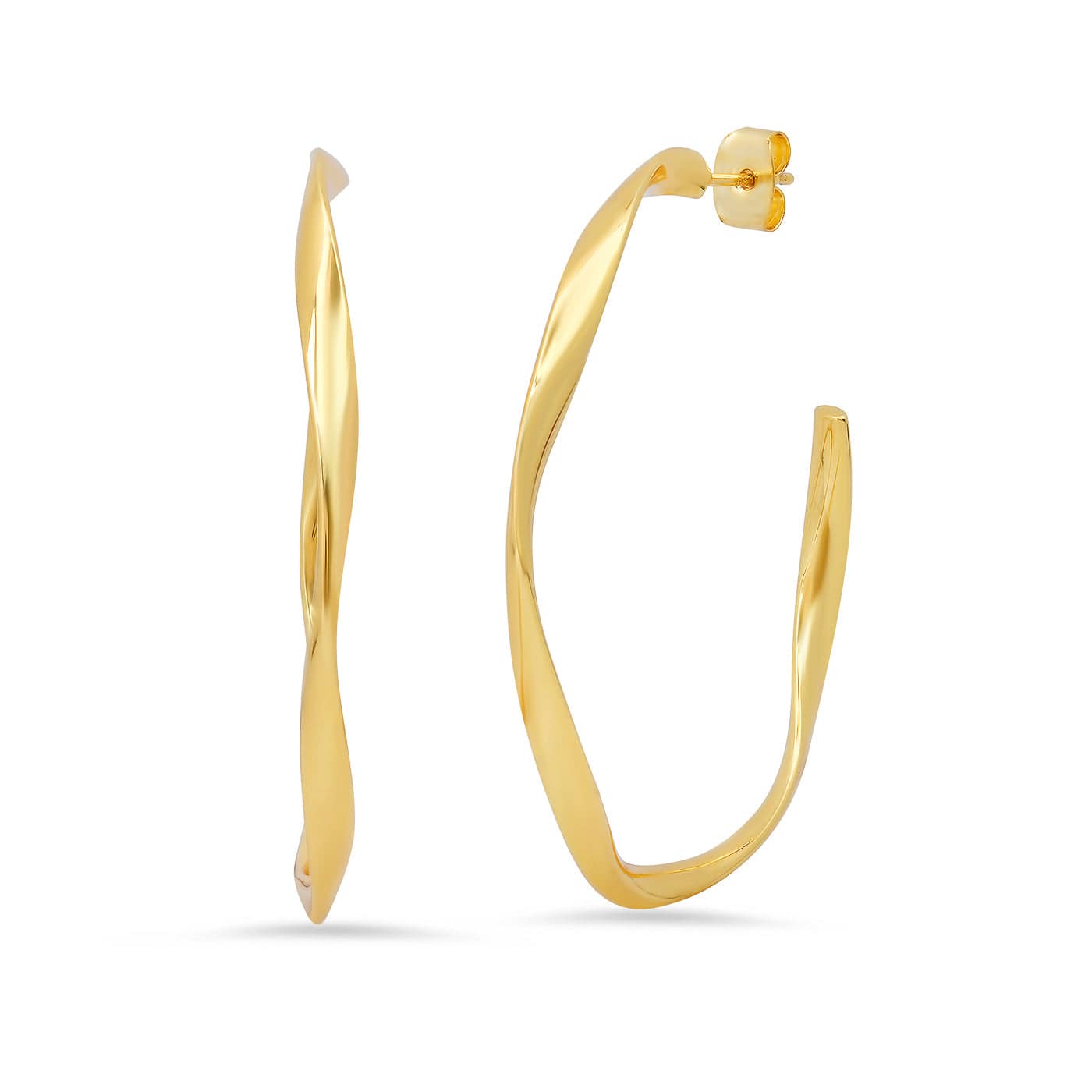 TAI JEWELRY | Wavy Gold Hoops | 45mm | Earrings |