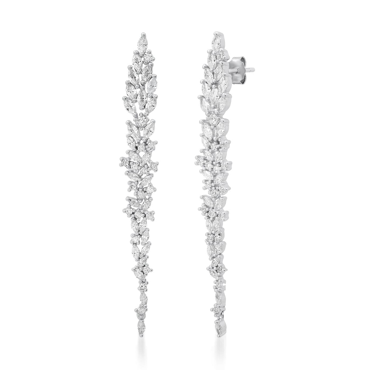 TAI JEWELRY Earrings Leafy CZ Linear Drop Earrings