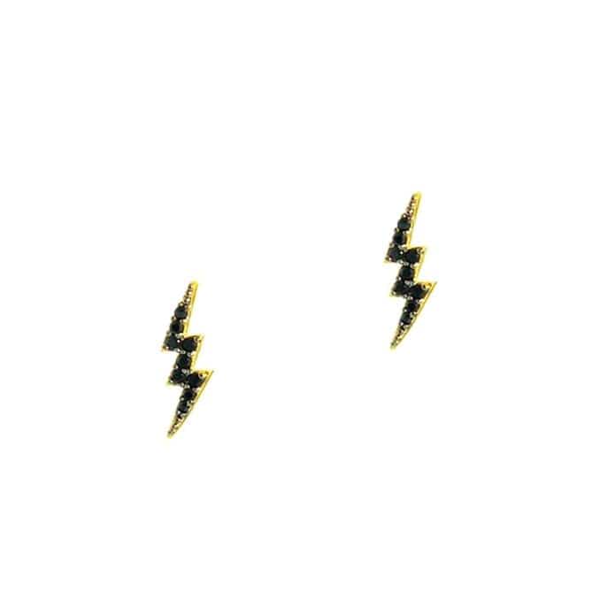 TAI JEWELRY Earrings Gold/Jet Lightning Stud