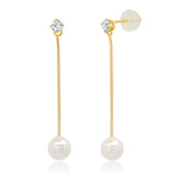 TAI JEWELRY Earrings Long Linear Chain Earring With Pearl Drop