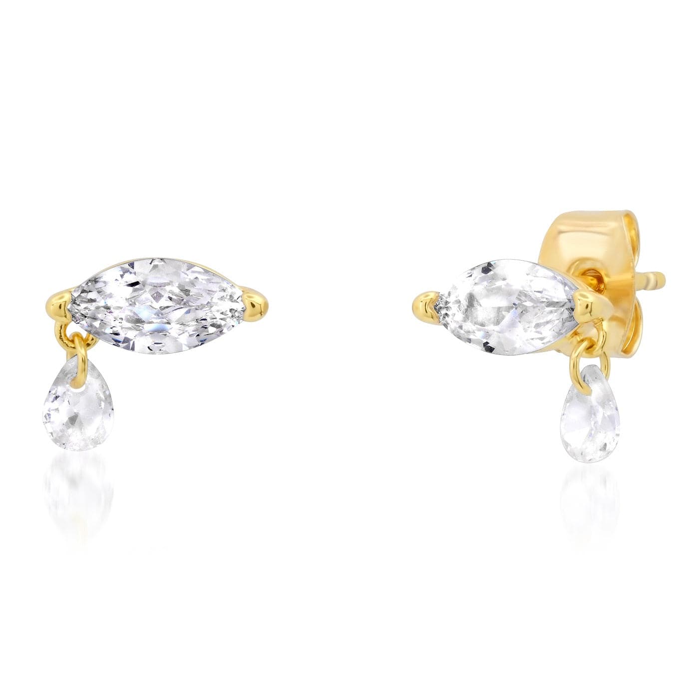 TAI JEWELRY Earrings Marquis CZ Stud with CZ Dangle
