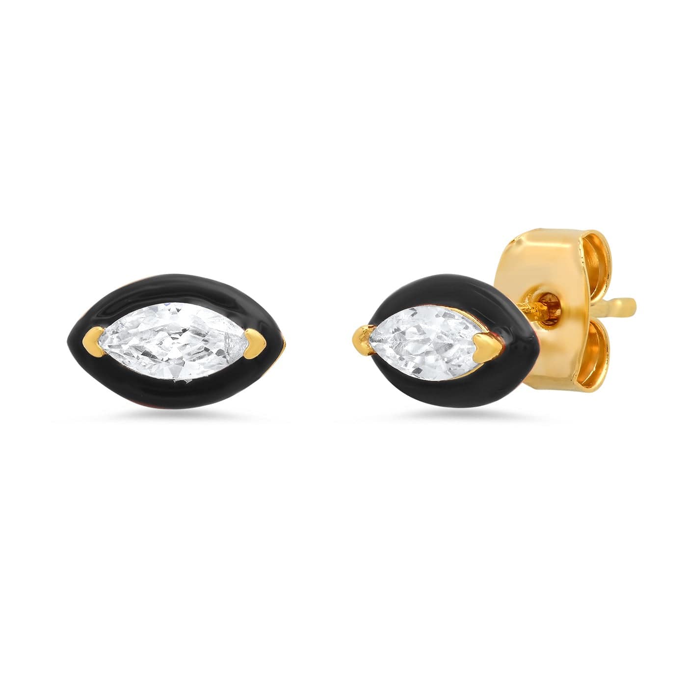 TAI JEWELRY | Marquis CZ Studs With Enamel Bezel | Earrings |