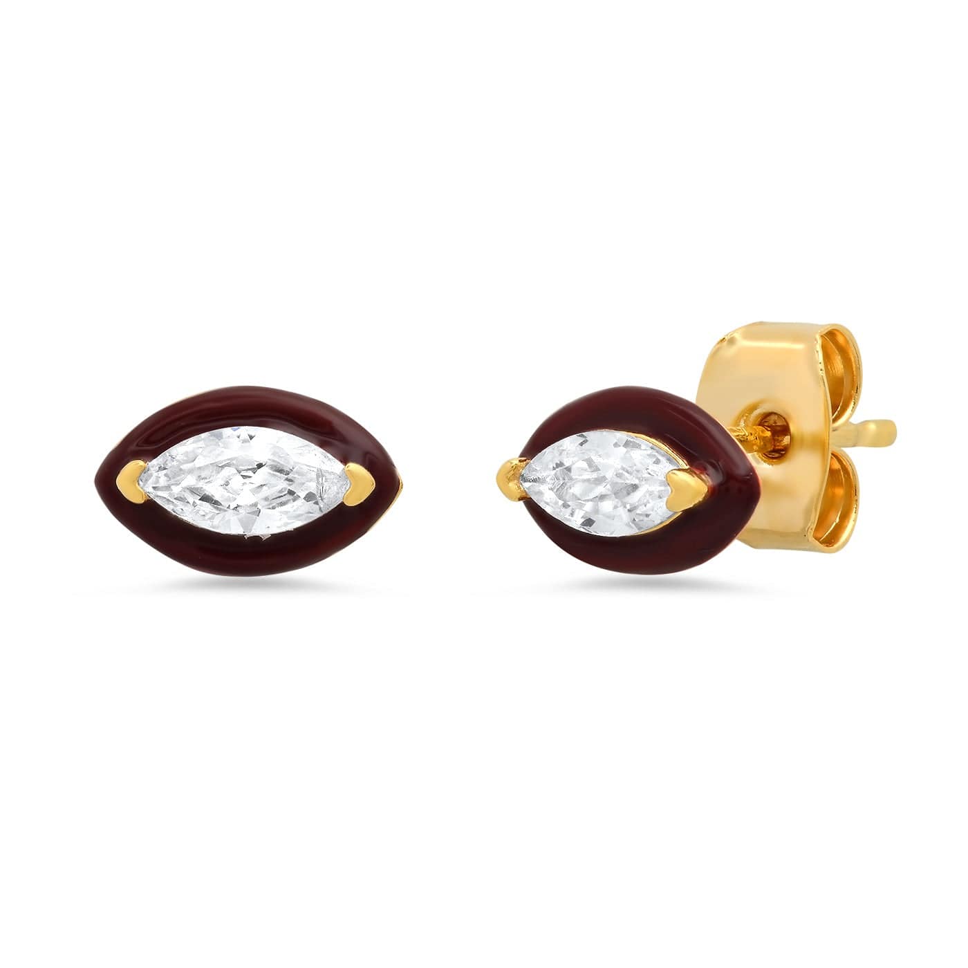 TAI JEWELRY | Marquis CZ Studs With Enamel Bezel | Earrings |