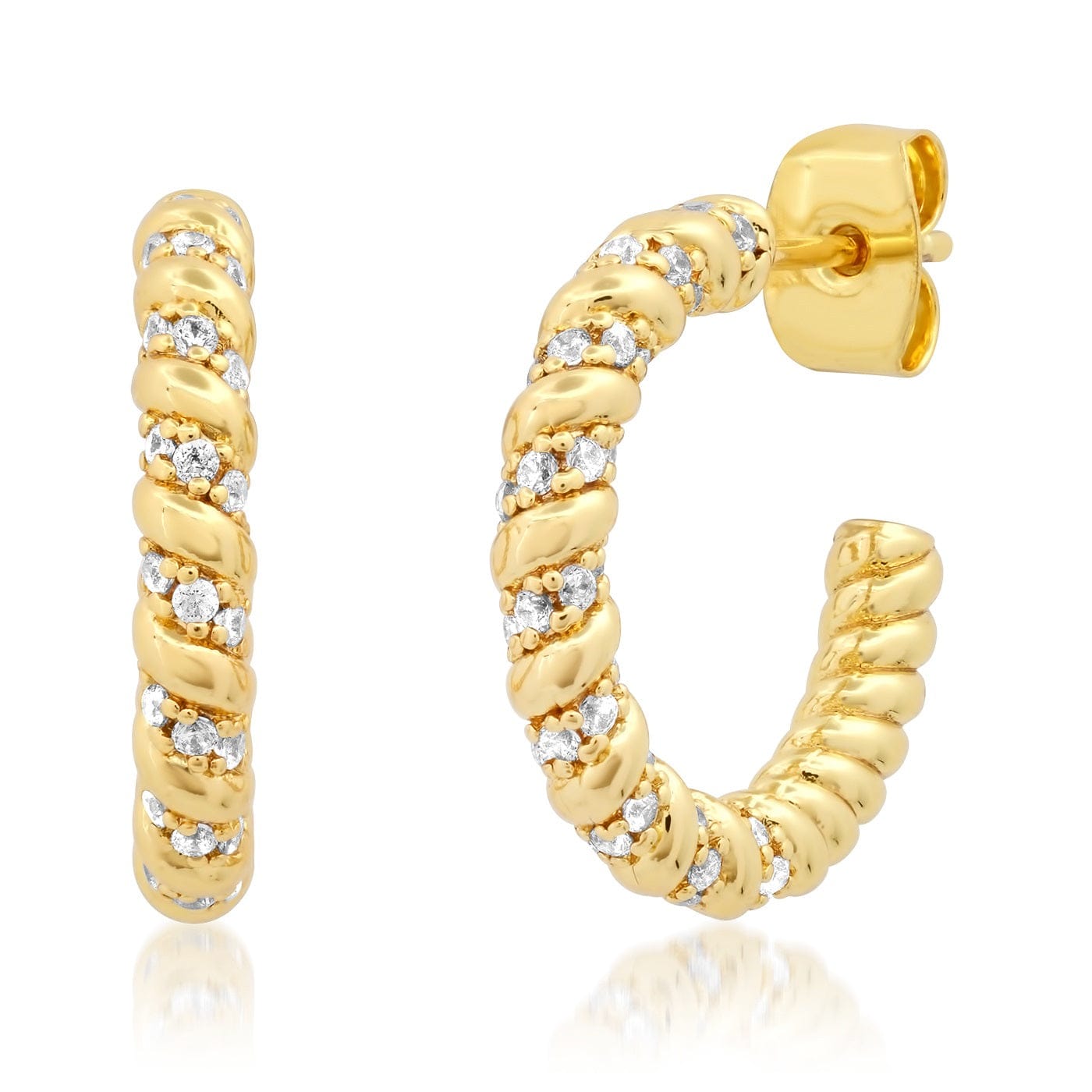 TAI JEWELRY Earrings Medium Pave CZ Twist Hoops