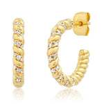 TAI JEWELRY Earrings Medium Pave CZ Twist Hoops