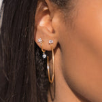 TAI JEWELRY | Medium Gold Hoops with CZ Accent | 40mm | Earrings |