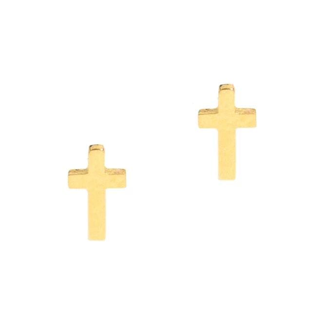 TAI JEWELRY Earrings Gold Mini Cross Studs