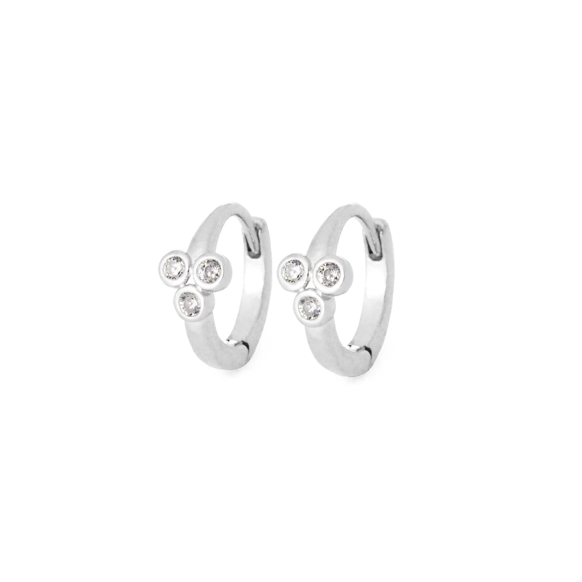 TAI JEWELRY Earrings SILVER Mini Cubic Zirconia Cluster Huggie Earrings