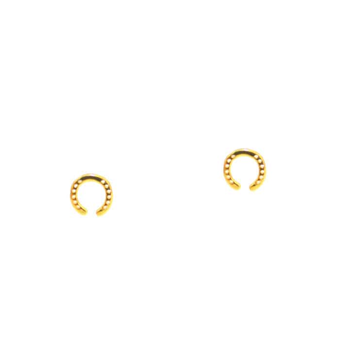 TAI JEWELRY Earrings Gold Mini Etched Horseshoe Studs