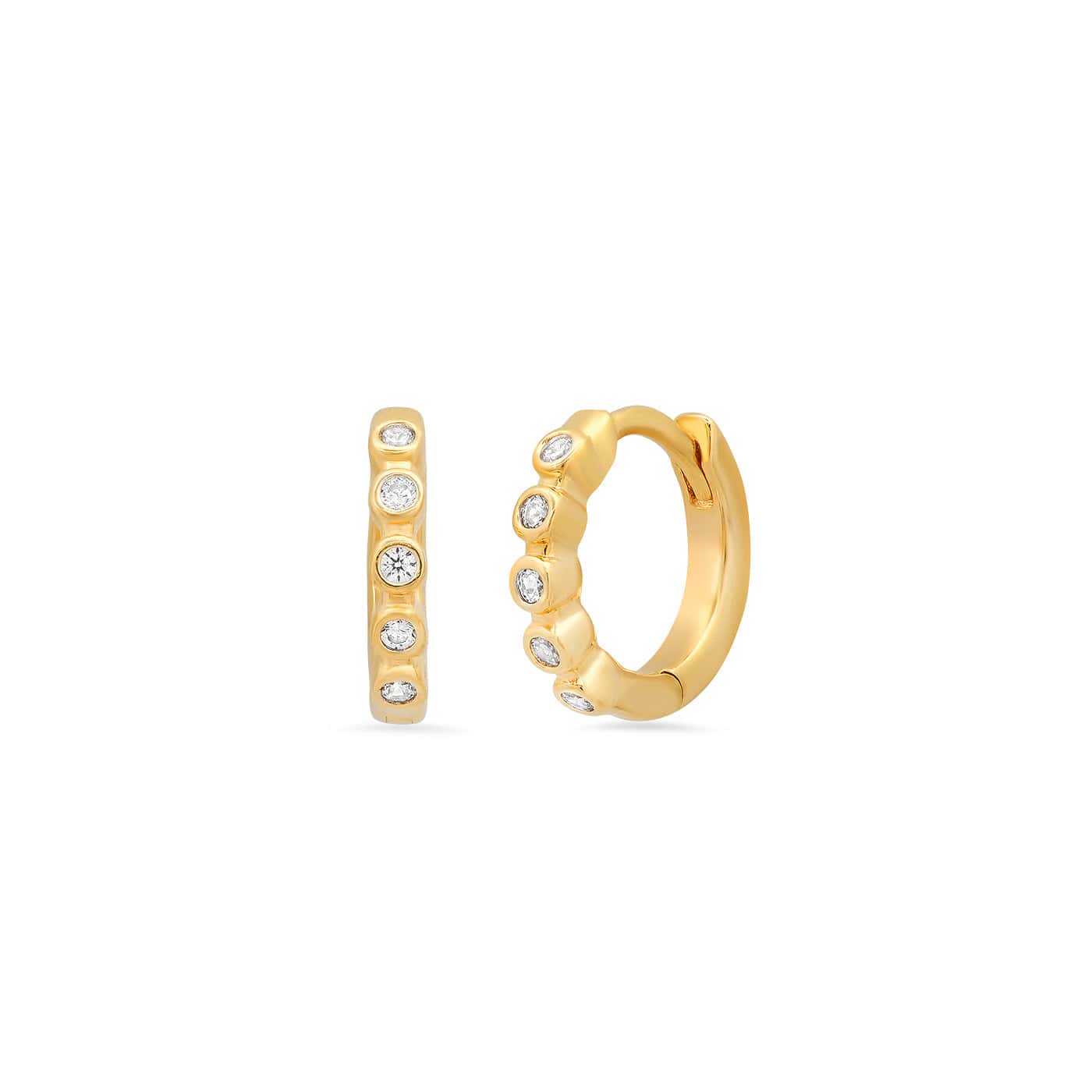 TAI JEWELRY | Mini Huggies With Round CZ Accents | Earrings |