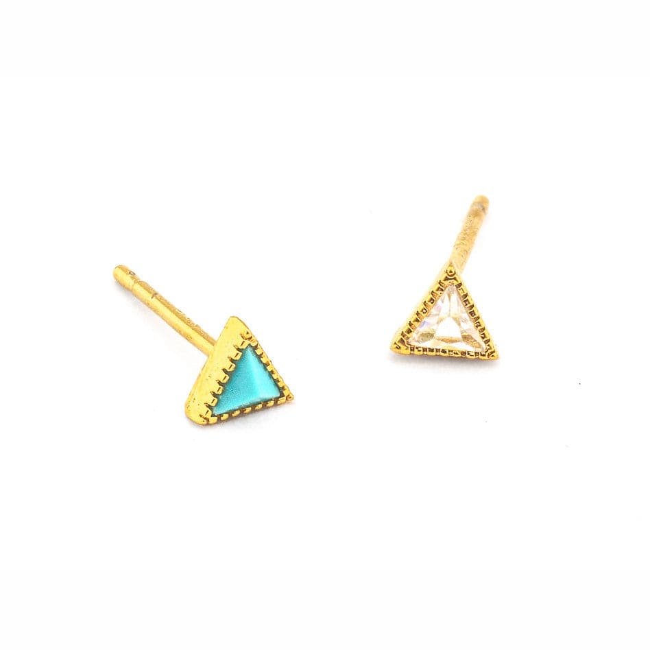 TAI JEWELRY | Mini Mismatched Triangle Posts | Earrings |