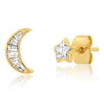 TAI JEWELRY | Mismatched Celestial Baguette CZ Studs | Earrings |