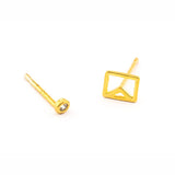 TAI JEWELRY Earrings Mismatched Envelope And Bezel Set Cz Studs
