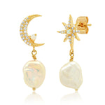 TAI JEWELRY | Moon And Star Pearl Drop Earrings | Earrings |