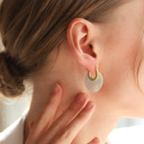 TAI JEWELRY | Mother of Pearl Disc Huggie | Earrings |