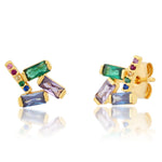 TAI JEWELRY Earrings Multi-Colored Geometric CZ Studs