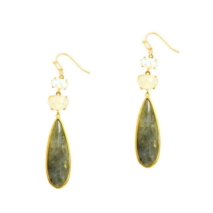TAI JEWELRY Earrings Multi Stone With Tear Drop Earring