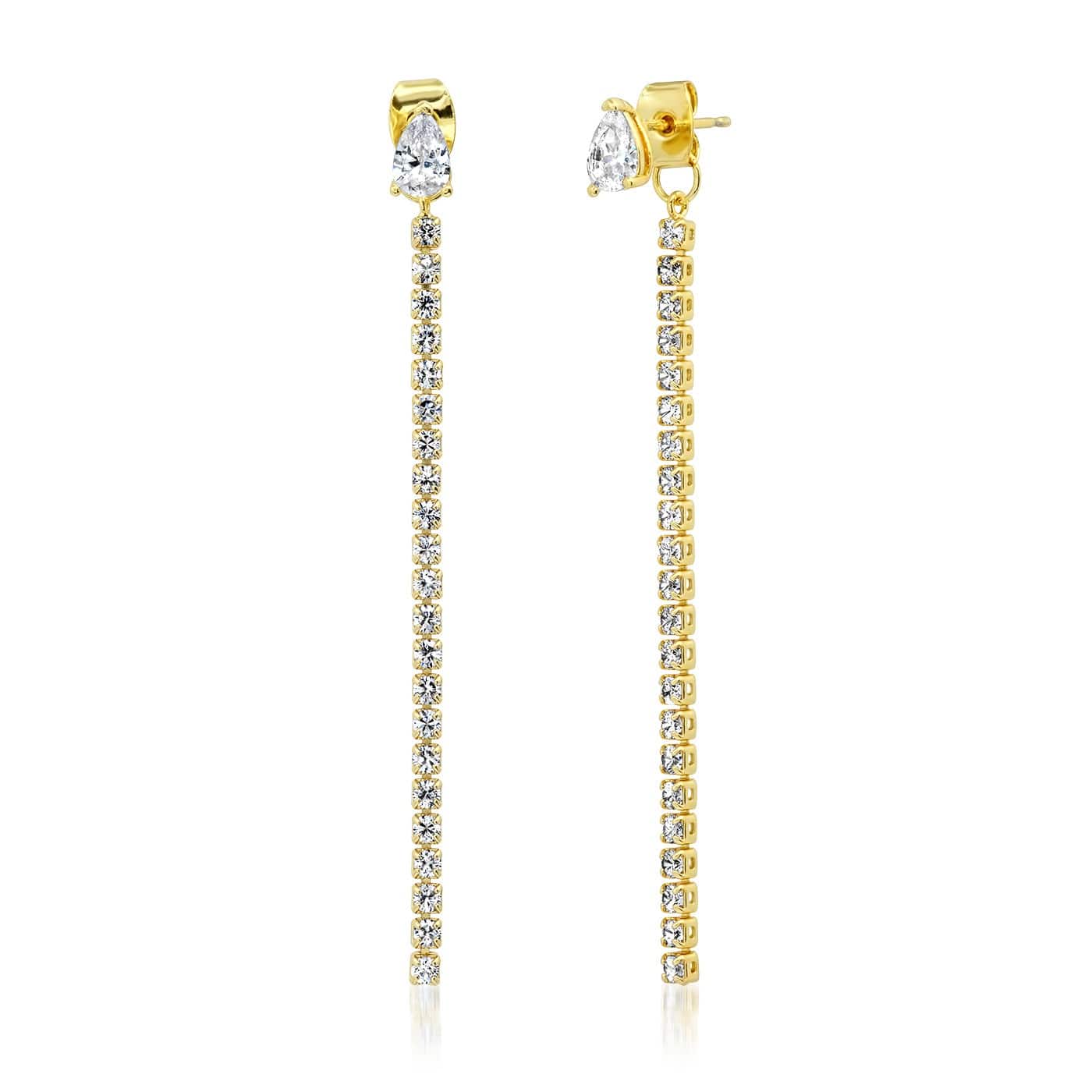 TAI JEWELRY Earrings Clear Ombre Linear CZ Earrings