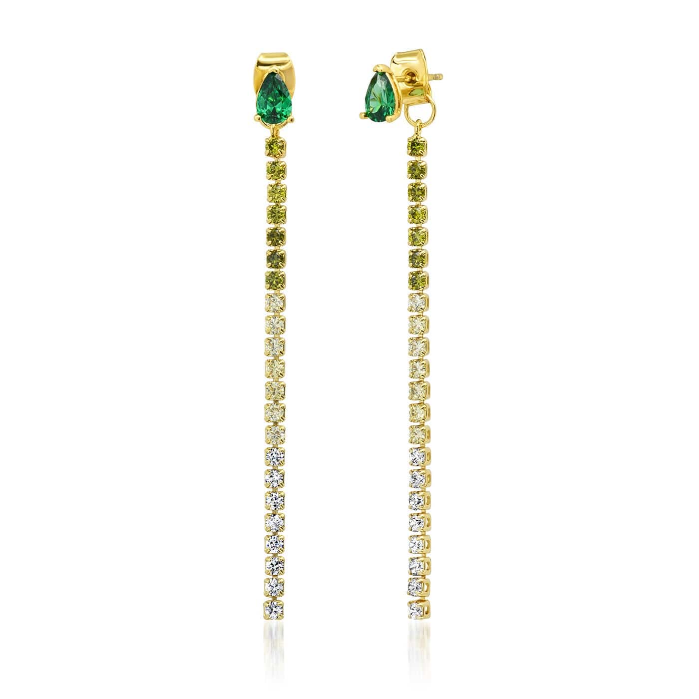 TAI JEWELRY Earrings Green Ombre Linear CZ Earrings