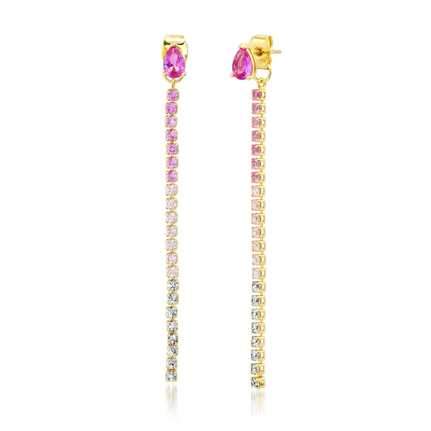 TAI JEWELRY Earrings Red Ombre Linear CZ Earrings