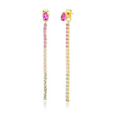 TAI JEWELRY Earrings Red Ombre Linear CZ Earrings