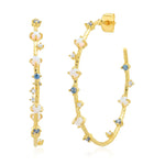 TAI JEWELRY Earrings Opal & Cz Studded Hoops