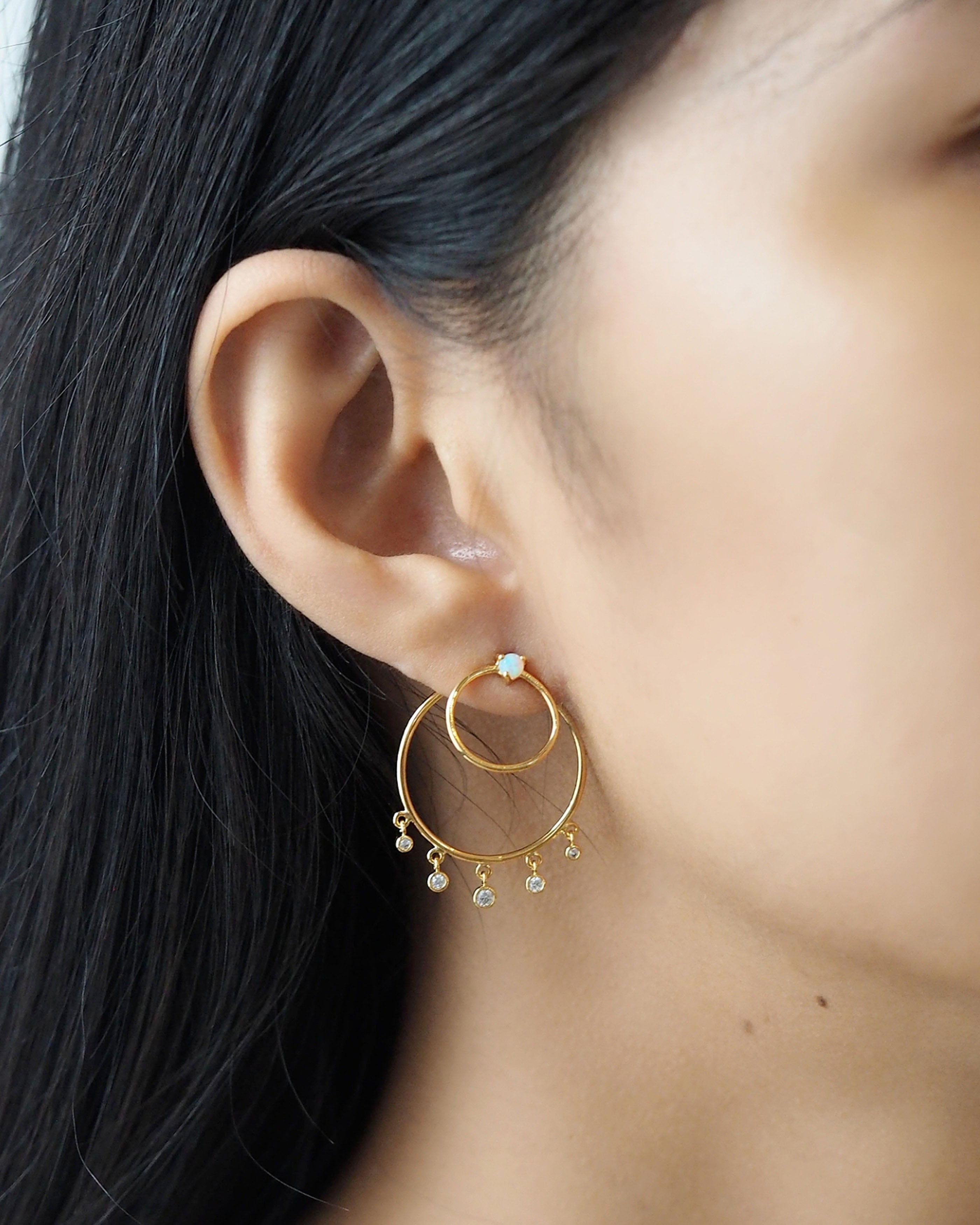 TAI JEWELRY Earrings Opal Double Hoop Jacket