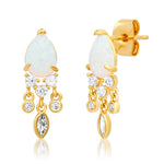 TAI JEWELRY Earrings Opal Drop Earrings with CZ Fringe