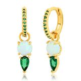 TAI JEWELRY | Opal & Emerald Charm Huggies | Earrings |