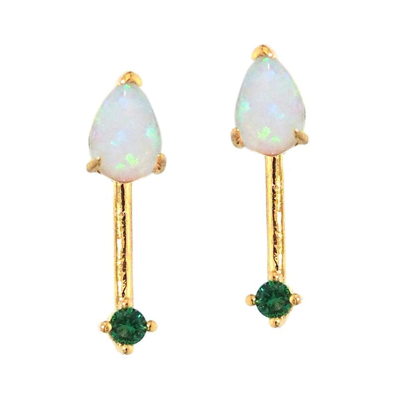 TAI JEWELRY | Opal Stone Stick Earrings With Emerald Stone Accents | Earrings |