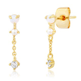 TAI JEWELRY | Opal Studs with CZ Chain Dangle | Earrings |