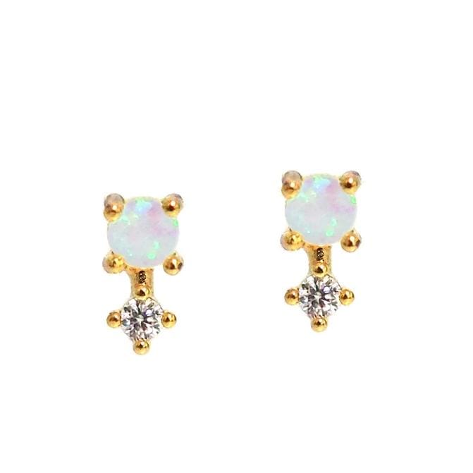 TAI JEWELRY Earrings Opal Studs With CZ Drop