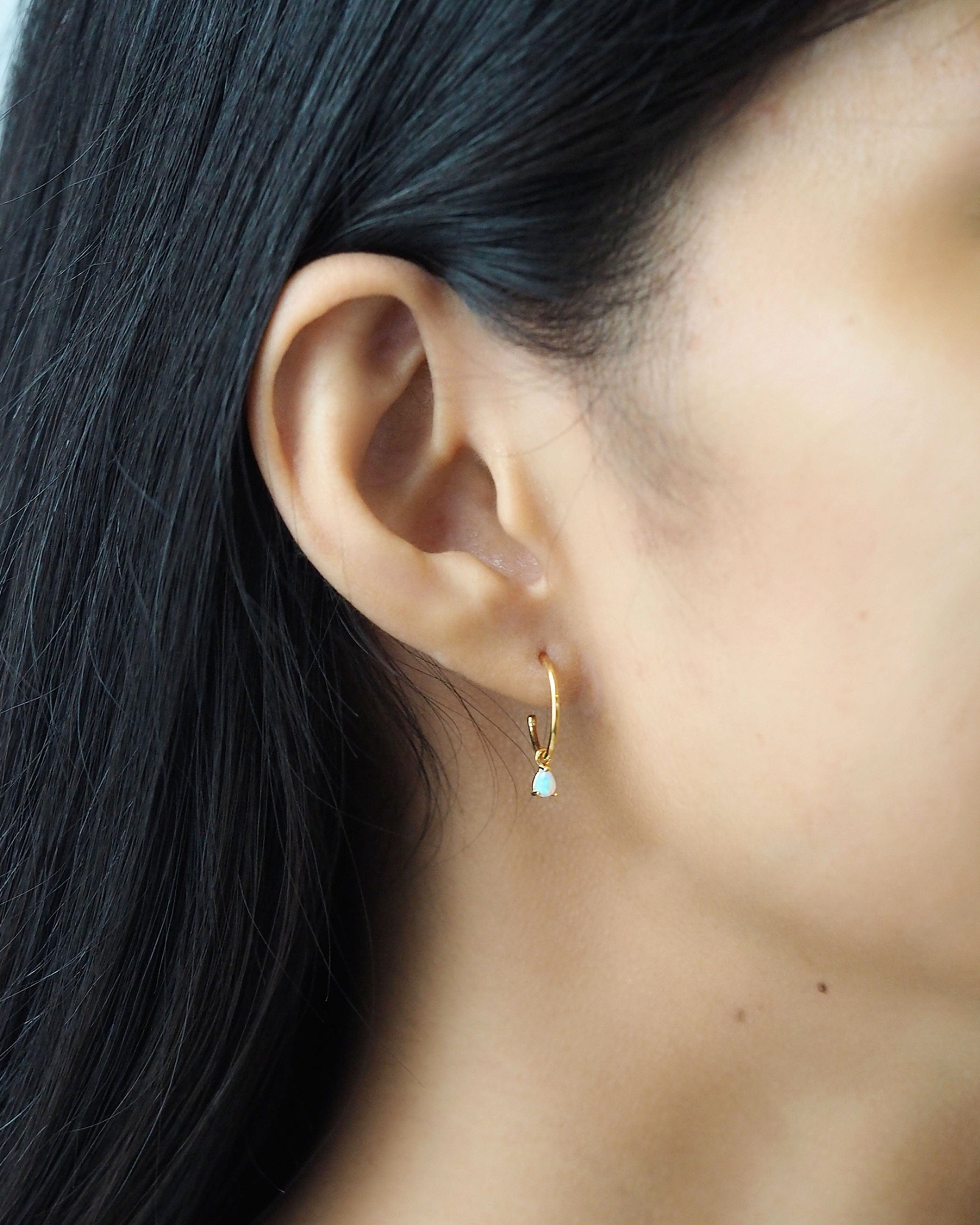 TAI JEWELRY Earrings Opal Tear Drop Dangle Hoops