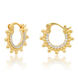 TAI JEWELRY Earrings Ornate Huggie with CZ Accents