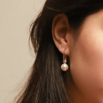 TAI JEWELRY | Oval Hoop with CZ and Pearl Charm Accents | Earrings |