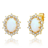 TAI JEWELRY Earrings Oval Opal And CZ Stud