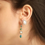 TAI JEWELRY Earrings Oval Opal and CZ Stud