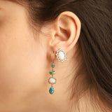 TAI JEWELRY Earrings Oval Opal and CZ Stud