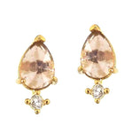 TAI JEWELRY Earrings Oval Rose Quartz Earrings With Cz Drop