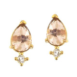 TAI JEWELRY | Oval Rose Quartz Earrings With Cz Drop | Earrings |