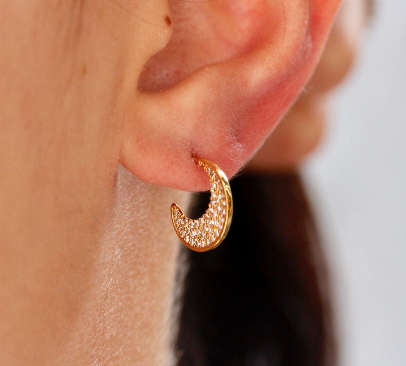 TAI JEWELRY | Pave Abstract Huggie | Earrings |