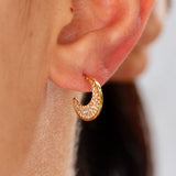 TAI JEWELRY | Pave Abstract Huggie | Earrings |