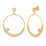 TAI JEWELRY Earrings Pavé Crescent Open Hoop Earrings