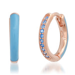 TAI JEWELRY | Pave CZ and Enamel Reversible Huggies | Earrings |