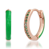 TAI JEWELRY | Pave CZ and Enamel Reversible Huggies | Earrings |