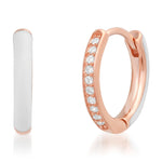 TAI JEWELRY | Pave CZ and Enamel Reversible Huggies | Earrings |